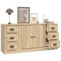 vidaXL Aparadores 3 piezas madera contrachapada color roble sonoma vidaXL Aparadores 3 piezas madera contrachapada color roble sonoma
