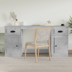 vidaXL Escritorio con armario contrachapada gris hormigón