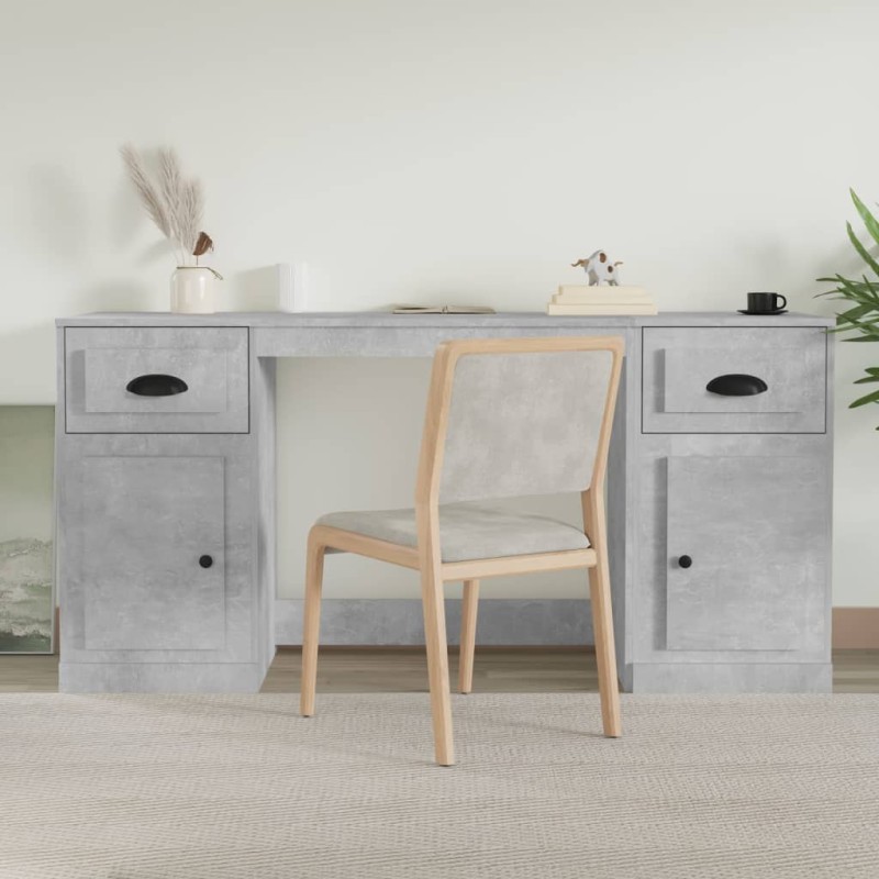 vidaXL Escritorio con armario contrachapada gris hormigón vidaXL Escritorio con armario contrachapada gris hormigón
