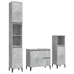 vidaXL Set de muebles baño 3 pzas madera contrachapada gris hormigón