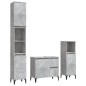 vidaXL Set de muebles baño 3 pzas madera contrachapada gris hormigón