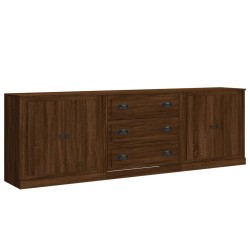 vidaXL Aparadores 3 piezas madera contrachapada marrón roble