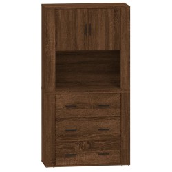 vidaXL Aparador alto madera contrachapada marrón roble