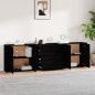 vidaXL Aparadores 3 piezas madera contrachapada negro vidaXL Aparadores 3 piezas madera contrachapada negro