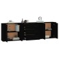 vidaXL Aparadores 3 piezas madera contrachapada negro vidaXL Aparadores 3 piezas madera contrachapada negro