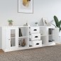 vidaXL Aparadores 3 uds madera contrachapada blanco brillo vidaXL Aparadores 3 uds madera contrachapada blanco brillo