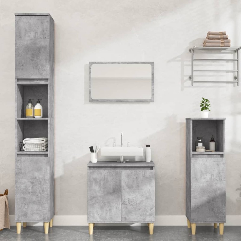 vidaXL Set muebles de baño 2 piezas madera contrachapada gris hormigón vidaXL Set muebles de baño 2 piezas madera contrachapada gris hormigón