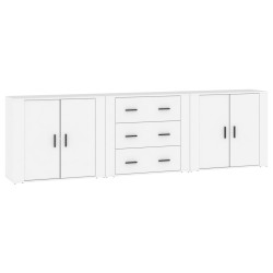 vidaXL Aparadores 3 piezas madera contrachapada blanco