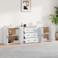 vidaXL Aparadores 3 piezas madera contrachapada blanco vidaXL Aparadores 3 piezas madera contrachapada blanco