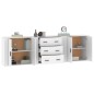 vidaXL Aparadores 3 piezas madera contrachapada blanco vidaXL Aparadores 3 piezas madera contrachapada blanco