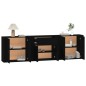 vidaXL Aparadores 3 piezas madera contrachapada negro vidaXL Aparadores 3 piezas madera contrachapada negro