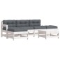 vidaXL Juego de muebles jardín 6 piezas y cojines madera maciza blanco vidaXL Juego de muebles jardín 6 piezas y cojines madera maciza blanco
