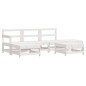 vidaXL Juego de muebles jardín 6 piezas y cojines madera maciza blanco vidaXL Juego de muebles jardín 6 piezas y cojines madera maciza blanco