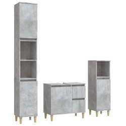 vidaXL Set de muebles baño 3 pzas madera contrachapada gris hormigón