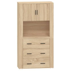 vidaXL Aparador alto madera contrachapada color roble