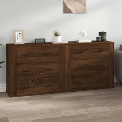 vidaXL Aparadores 2 piezas madera contrachapada marrón roble