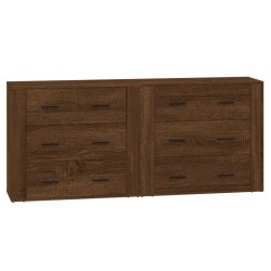 vidaXL Aparadores 2 piezas madera contrachapada marrón roble