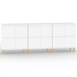 vidaXL Aparadores 3 uds madera contrachapada blanco 60x35x70 cm