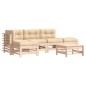 vidaXL Juego de muebles de jardín 6 piezas y cojines madera maciza vidaXL Juego de muebles de jardín 6 piezas y cojines madera maciza