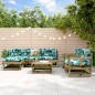 vidaXL Juego de muebles jardín 7 pzas y cojines madera pino impregnada vidaXL Juego de muebles jardín 7 pzas y cojines madera pino impregnada
