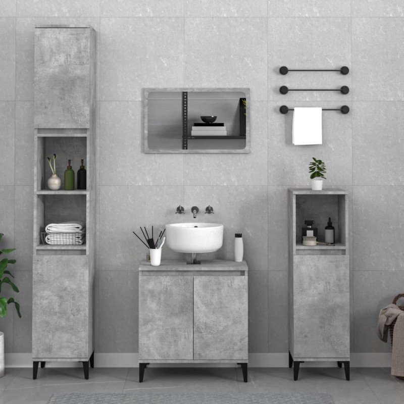 vidaXL Set muebles de baño 2 piezas madera contrachapada gris hormigón vidaXL Set muebles de baño 2 piezas madera contrachapada gris hormigón