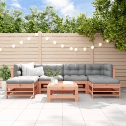 vidaXL Juego de muebles jardín 7 pzas y cojines madera abeto Douglas
