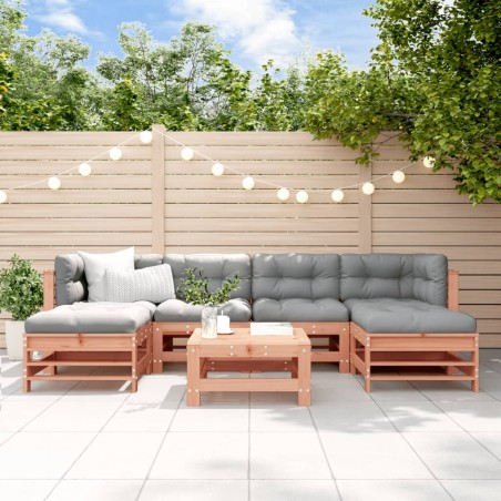vidaXL Juego de muebles jardín 7 pzas y cojines madera abeto Douglas
