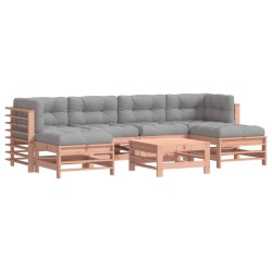 vidaXL Juego de muebles jardín 7 pzas y cojines madera abeto Douglas