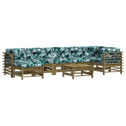 vidaXL Juego de muebles jardín 8 pzas y cojines madera pino impregnada