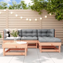 vidaXL Juego de muebles jardín 5 pzas y cojines madera abeto Douglas
