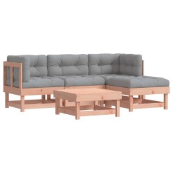 vidaXL Juego de muebles jardín 5 pzas y cojines madera abeto Douglas