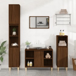vidaXL Set de muebles baño 3 pzas madera contrachapada roble marrón