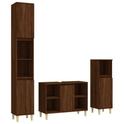 vidaXL Set de muebles baño 3 pzas madera contrachapada roble marrón
