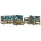 vidaXL Juego de muebles jardín 6 pzas y cojines madera pino impregnada vidaXL Juego de muebles jardín 6 pzas y cojines madera pino impregnada