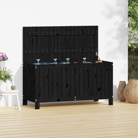 vidaXL Caja de almacenaje jardín madera de pino negro 115x49x60 cm