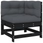 vidaXL Juego de muebles de jardín 8 pzas y cojines madera maciza negro
