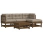 vidaXL Juego muebles jardín 5 pzas y cojines madera maciza marrón miel vidaXL Juego muebles jardín 5 pzas y cojines madera maciza marrón miel