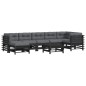 vidaXL Juego de muebles de jardín 8 pzas y cojines madera maciza negro vidaXL Juego de muebles de jardín 8 pzas y cojines madera maciza negro