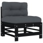 vidaXL Juego de muebles de jardín 6 pzas y cojines madera maciza negro vidaXL Juego de muebles de jardín 6 pzas y cojines madera maciza negro