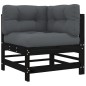 vidaXL Juego de muebles de jardín 6 pzas y cojines madera maciza negro vidaXL Juego de muebles de jardín 6 pzas y cojines madera maciza negro