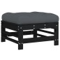 vidaXL Juego de muebles de jardín 6 pzas y cojines madera maciza negro vidaXL Juego de muebles de jardín 6 pzas y cojines madera maciza negro