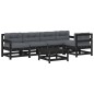 vidaXL Juego de muebles de jardín 6 pzas y cojines madera maciza negro