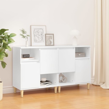 vidaXL Aparadores 2 uds madera contrachapada blanco 60x35x70 cm