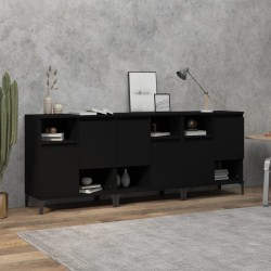 vidaXL Aparadores 3 uds madera contrachapada negro 60x35x70 cm
