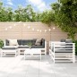 vidaXL Juego de muebles jardín 7 piezas y cojines madera maciza blanco vidaXL Juego de muebles jardín 7 piezas y cojines madera maciza blanco