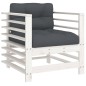 vidaXL Juego de muebles jardín 7 piezas y cojines madera maciza blanco vidaXL Juego de muebles jardín 7 piezas y cojines madera maciza blanco
