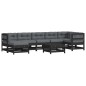 vidaXL Juego de muebles de jardín 8 pzas y cojines madera maciza negro vidaXL Juego de muebles de jardín 8 pzas y cojines madera maciza negro