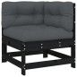 vidaXL Juego de muebles de jardín 8 pzas y cojines madera maciza negro vidaXL Juego de muebles de jardín 8 pzas y cojines madera maciza negro