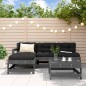 vidaXL Juego de muebles jardín 5 piezas y cojines madera maciza gris vidaXL Juego de muebles jardín 5 piezas y cojines madera maciza gris