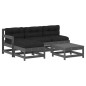 vidaXL Juego de muebles jardín 5 piezas y cojines madera maciza gris vidaXL Juego de muebles jardín 5 piezas y cojines madera maciza gris